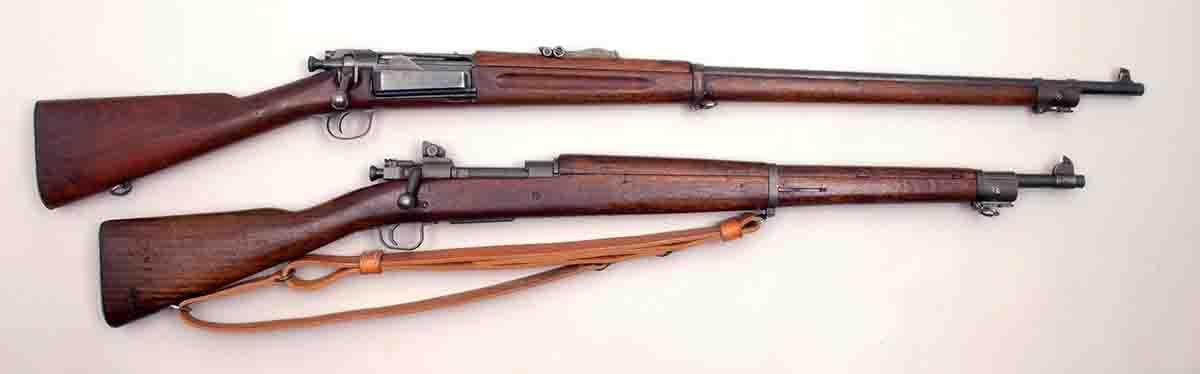 Two of Mike’s favorite cast-bullet rifles are a (top) U.S. Model 1896 .30 Army (.30-40 Krag) and a U.S. Model 1903A3 (Remington).